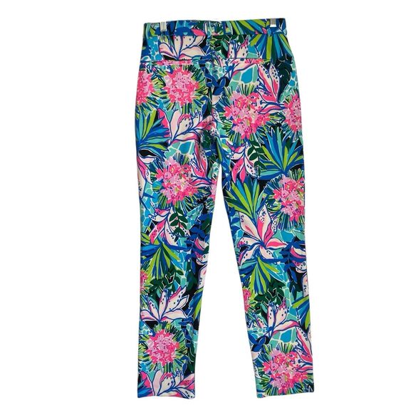 Lilly Pulitzer Pants Size 4 Multicolor Floral Tropical Straight Stretch Pockets - Picture 7 of 12